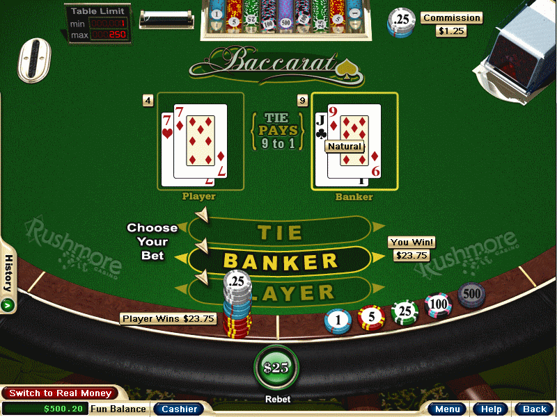 Play baccarat real money value